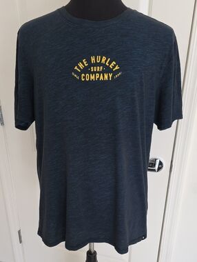 Hurley Short-Sleeve Navy Tee with Yellow Surf Logo